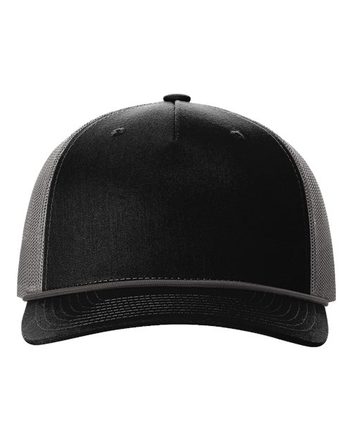 Five-Panel Trucker Rope Cap - Black/ Charcoal Front