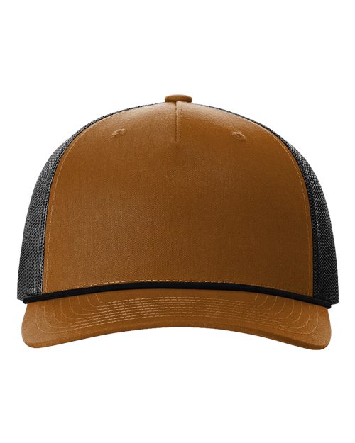 Five-Panel Trucker Rope Cap - Caramel/ Black Front