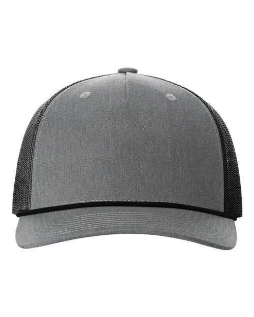 Five-Panel Trucker Rope Cap - Heather Grey/ Black Front