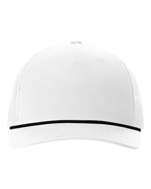 Five-Panel Trucker Rope Cap - White/ Black Front