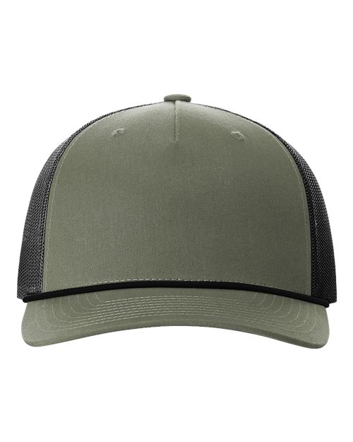 Five-Panel Trucker Rope Cap - Loden Green/ Black Front