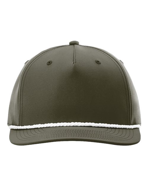 Five-Panel Classic Rope Cap - Dark Olive Green/ White Front