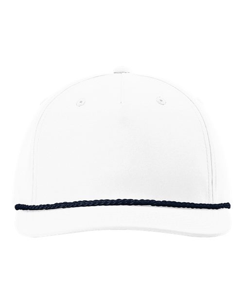 Five-Panel Classic Rope Cap - White/ Navy Front