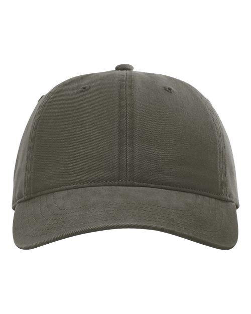 Peach Twill Dad Hat - Army Green Front