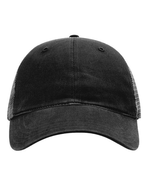 Garment-Washed Trucker Cap - Black Front