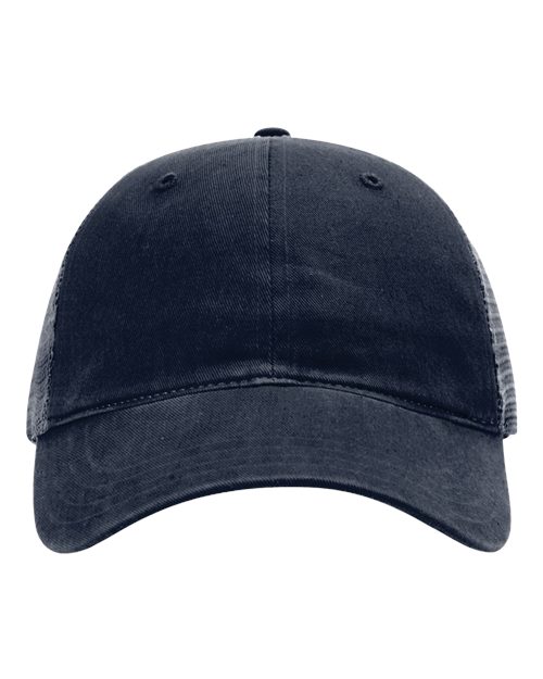 Garment-Washed Trucker Cap - Navy Front