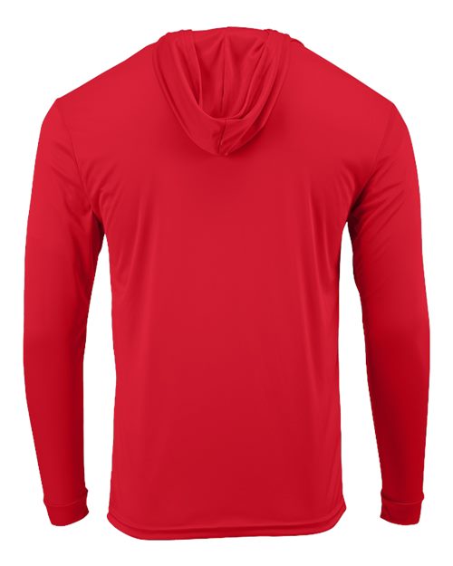 Unisex Bahama Performance Hooded Long Sleeve T-Shirt - Red Back