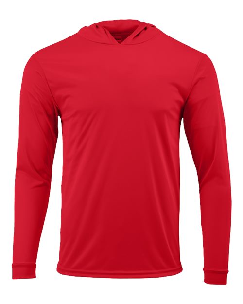 Unisex Bahama Performance Hooded Long Sleeve T-Shirt - Red Front