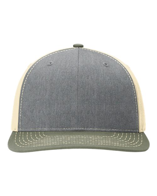 Twill Back Trucker Cap - Heather Grey/ Birch/ Loden Front