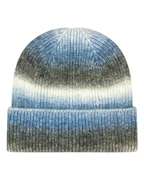 Tie-Dyed Ribbed Beanie - Blue Ice Front