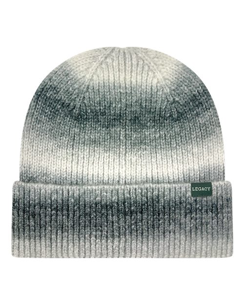 Tie-Dyed Ribbed Beanie - Grey Marble Back