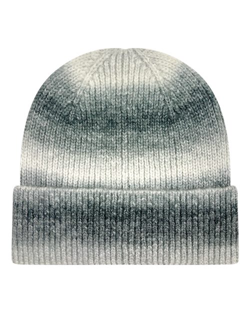 Tie-Dyed Ribbed Beanie - Grey Marble Front