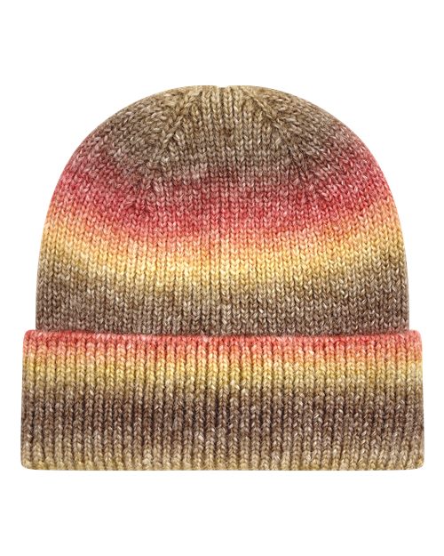 Tie-Dyed Ribbed Beanie - Sunset Front