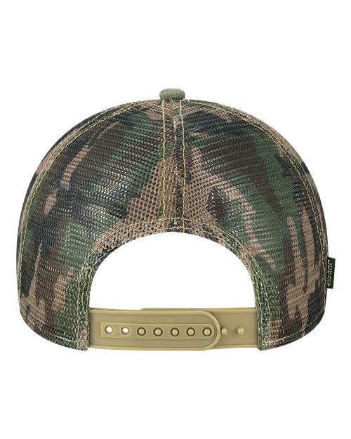 Mid-Pro Snapback Trucker Cap - Khaki/ Sage/ Camo Mesh Back
