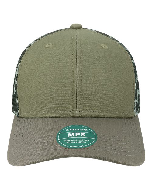 Mid-Pro Snapback Trucker Cap - Olive/ Grey/ Grey Camo Front