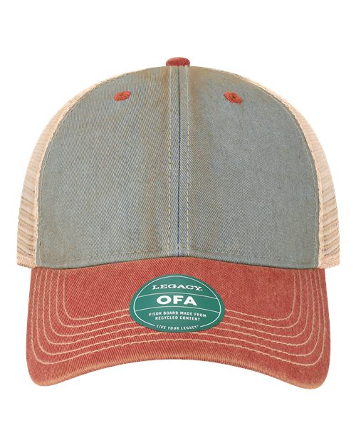 Old Favorite Trucker Cap - Light Blue/ Cardinal Front