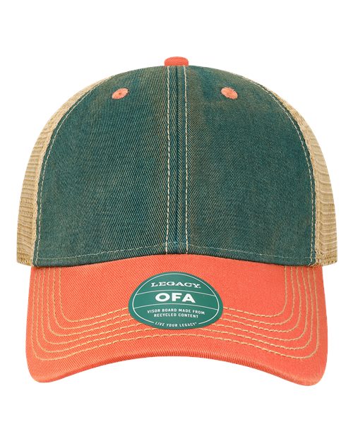 Old Favorite Trucker Cap - Marine Blue/ Coral Front