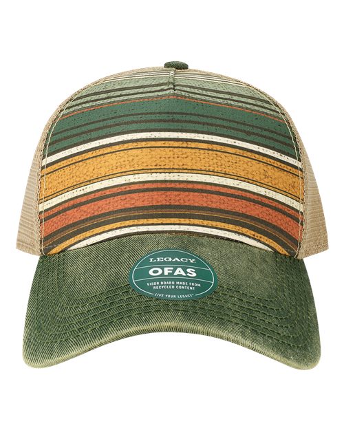 Old Favorite Five-Panel Trucker Cap - Green Stripe Front