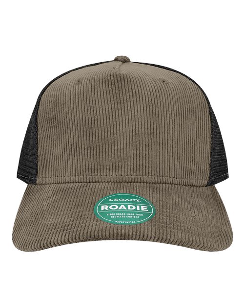 Five-Panel Adjustable Cap - Dark Grey Corduroy/ Black Front