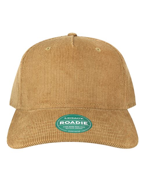 Five-Panel Adjustable Cap - Khaki Corduroy Front