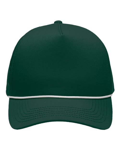 Five-Panel Rope Heritage Fit Cap - Forest Green Front