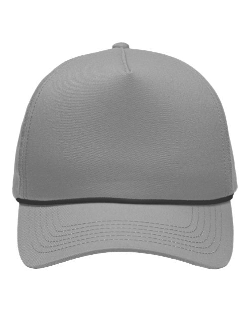 Five-Panel Rope Heritage Fit Cap - Grey Front