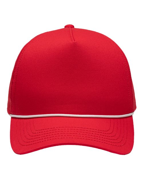 Five-Panel Rope Heritage Fit Cap - Red Front