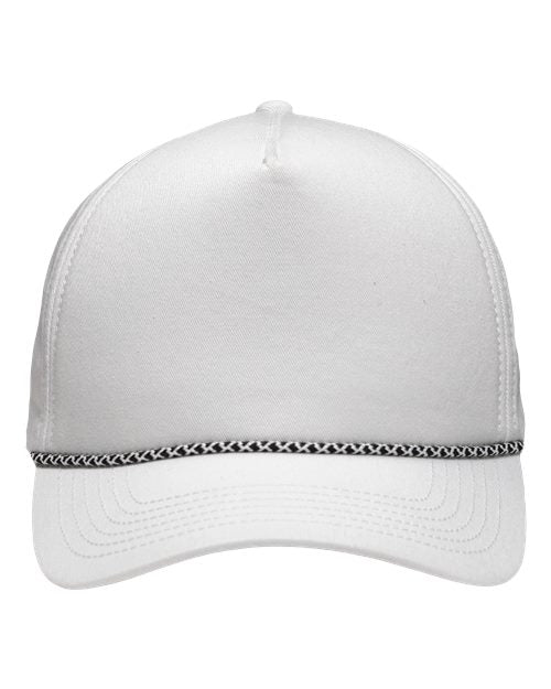 Five-Panel Rope Heritage Fit Cap - White Front