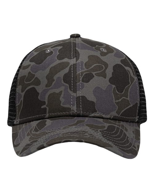 Traditional Lo-Pro Mesh Back Trucker Fit Cap - Chino Black Duck Camo/ Black Front