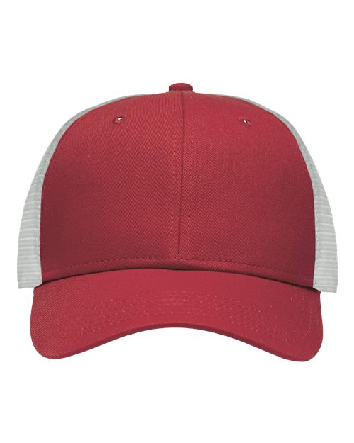 Traditional Lo-Pro Mesh Back Trucker Fit Cap - Chino Cardinal/ White Front
