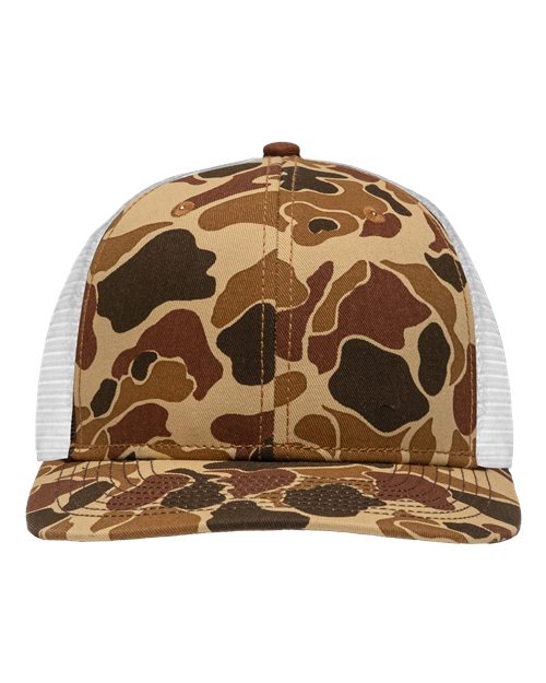 Traditional Lo-Pro Mesh Back Trucker Fit Cap - Chino Duck Camo/ White Front