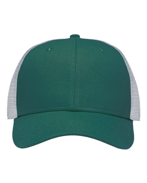 Traditional Lo-Pro Mesh Back Trucker Fit Cap - Chino Forest Green/ White Front