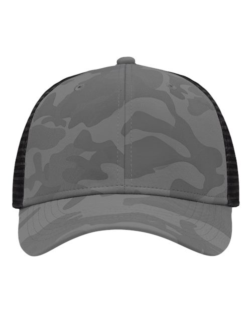 Traditional Lo-Pro Mesh Back Trucker Fit Cap - Grey Camo/ Black Front