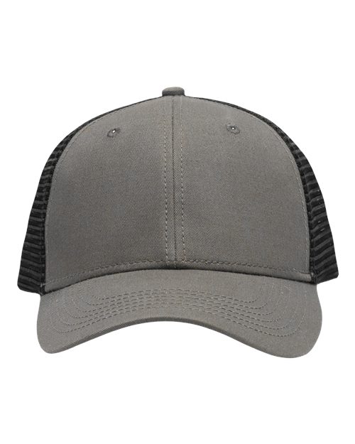 Traditional Lo-Pro Mesh Back Trucker Fit Cap - Chino Grey/ Black Front