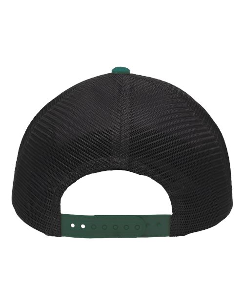 Traditional Lo-Pro Mesh Back Trucker Fit Cap - Heather Grey/ Charcoal/ Forest Green Back