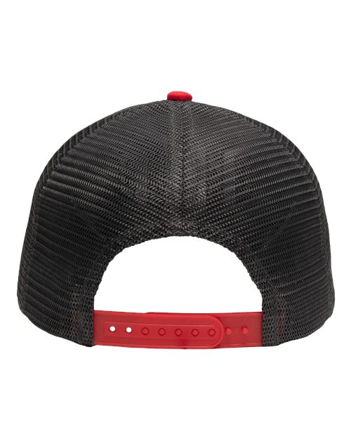 Traditional Lo-Pro Mesh Back Trucker Fit Cap - Heather Grey/ Charcoal/ Red Back