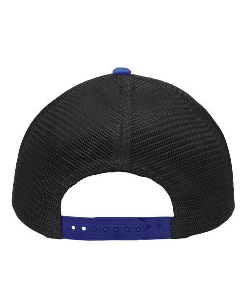 Traditional Lo-Pro Mesh Back Trucker Fit Cap - Heather Grey/ Charcoal/ Royal Back