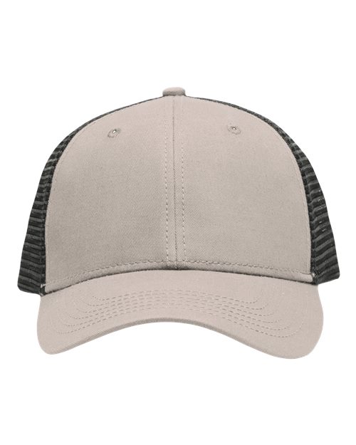 Traditional Lo-Pro Mesh Back Trucker Fit Cap - Chino Khaki/ Black Front