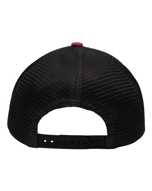 Traditional Lo-Pro Mesh Back Trucker Fit Cap - Chino Maroon/ Black Back