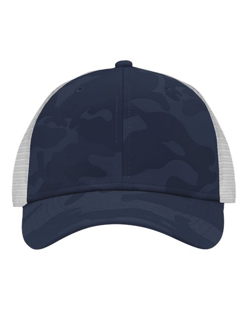 Traditional Lo-Pro Mesh Back Trucker Fit Cap - Navy Camo/ White Front