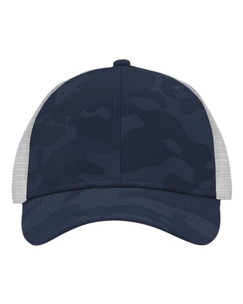 Sportsman Traditional Lo-Pro Mesh Back Trucker Fit Cap - Navy Camo/ White Front