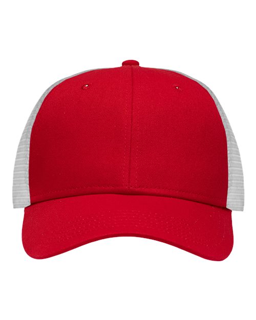 Traditional Lo-Pro Mesh Back Trucker Fit Cap - Chino Red/ White Front