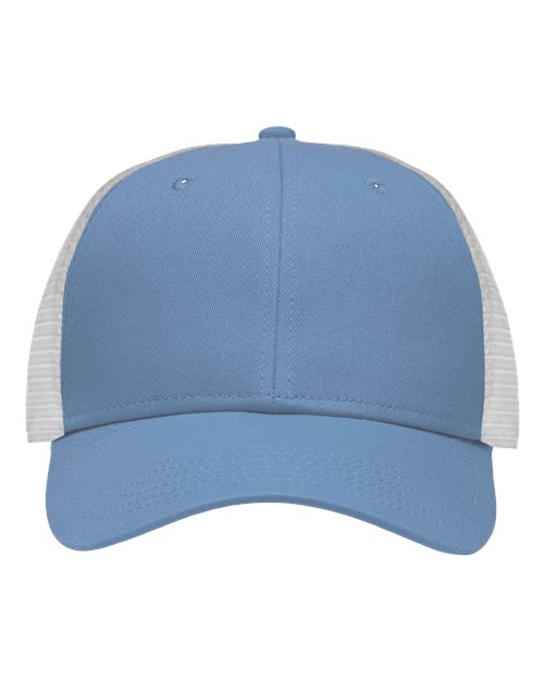 Traditional Lo-Pro Mesh Back Trucker Fit Cap - Chino Sky Blue/ White Front