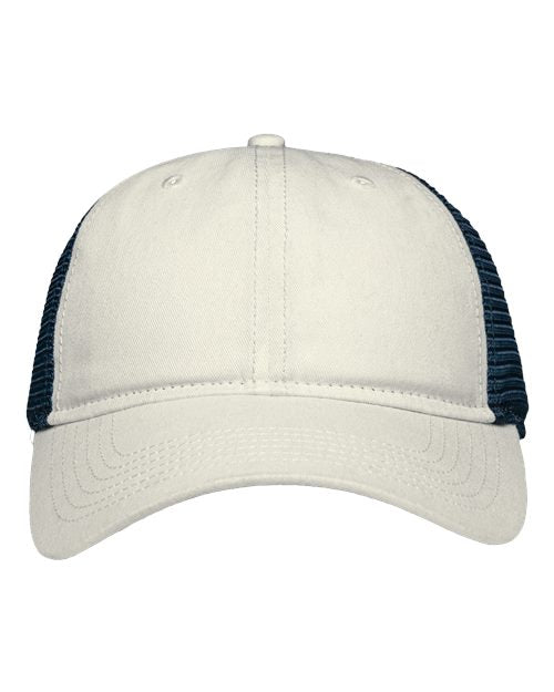 Sportsman Traditional Lo-Pro Mesh Back Trucker Fit Cap - Chino Stone/ Navy Front