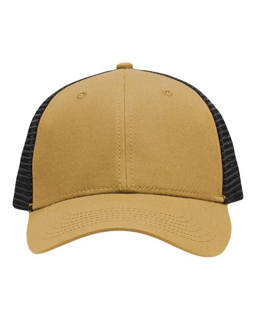 Traditional Lo-Pro Mesh Back Trucker Fit Cap - Chino Vegas Gold/ Black Front