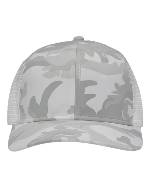 Traditional Lo-Pro Mesh Back Trucker Fit Cap - White Camo/ White Front