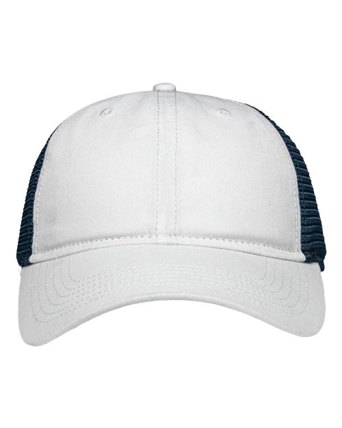 Traditional Lo-Pro Mesh Back Trucker Fit Cap - Chino White/ Navy Front