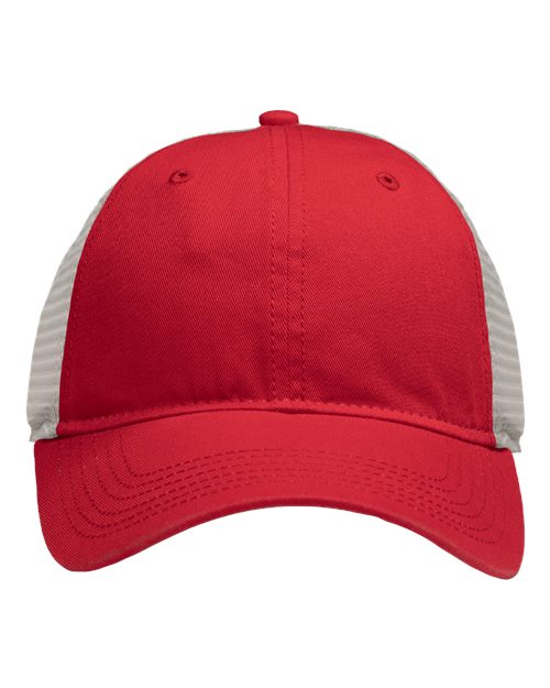 Mesh Dad Hat Fit - Red/ Stone Front