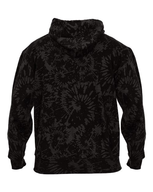 Unisex Tie-Dyed Triblend Hooded Sweatshirt - Black Tie-Dye Back