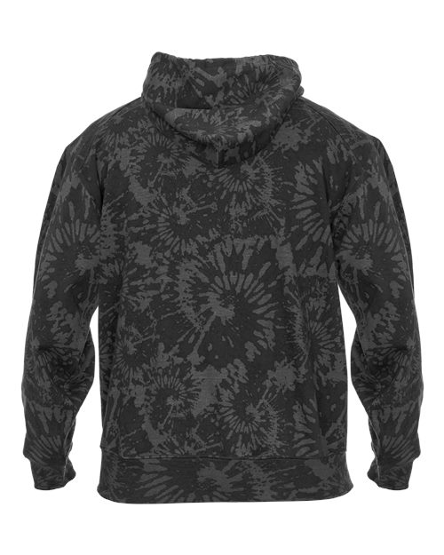 Unisex Tie-Dyed Triblend Hooded Sweatshirt - Graphite Tie-Dye Back